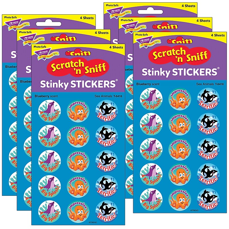 TREND Sea Animals/Blueberry Stinky Stickers®, 60 Per Pack, 6 Packs (T-6416-6) image 1
