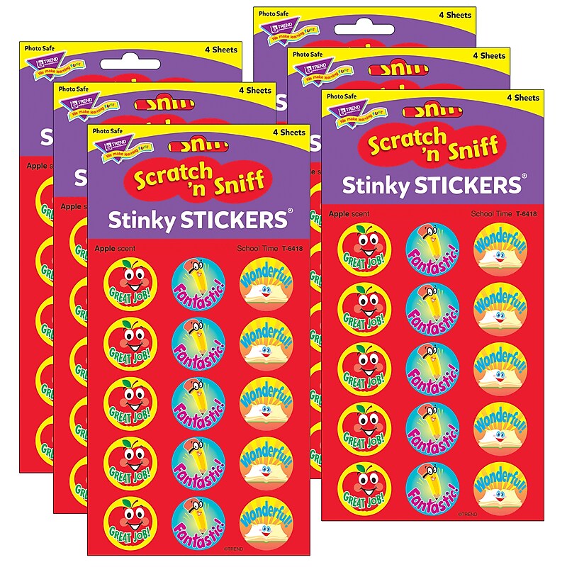 TREND School Time/Apple Stinky Stickers®, 60 Per Pack, 6 Packs (T-6418-6) image 1