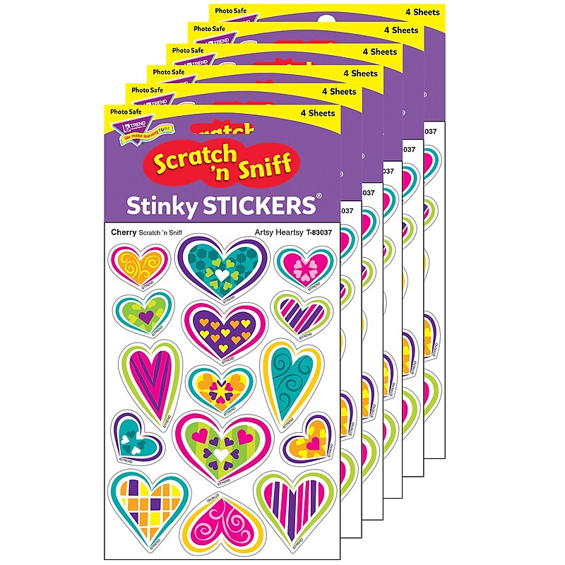 TREND Cherry Mixed Shapes Stinky Stickers®, Artsy Heartsy, 60/Pack, 6 Packs (T-83037-6) image 1