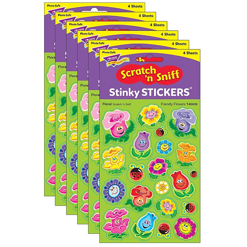 TREND Floral Mixed Shapes Stinky Stickers® Friendly Flowers, 84/Pack, 6 Packs (T-83039-6) image 1