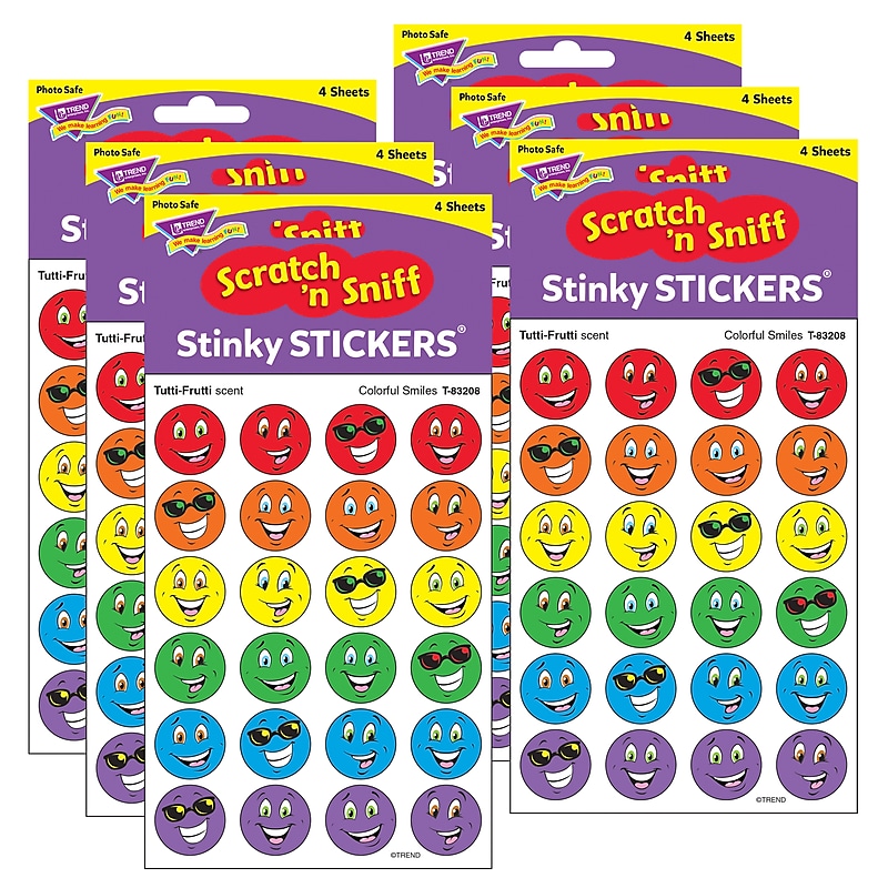 TREND Colorful Smiles/Tutti-Frutti Stinky Stickers, 96 Per Pack, 6 Packs (T-83208-6) image 1