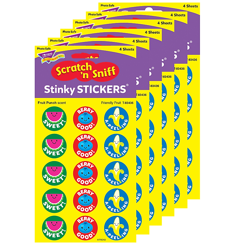 TREND Fruit Punch Stinky Stickers® Friendly Fruit, 60/Pack, 6 Packs (T-83436-6) image 1