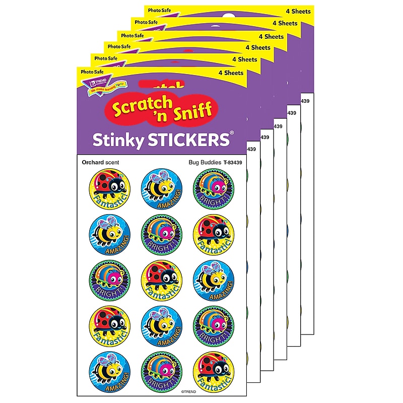 TREND Orchard Stinky Stickers® Bug Buddies, 60/Pack, 6 Packs (T-83439-6) image 1