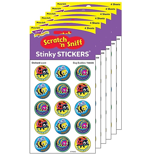 TREND Orchard Stinky Stickers® Bug Buddies, 60/Pack, 6 Packs (T-83439-6)