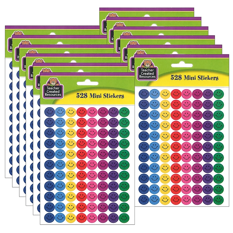 Teacher Created Resources Happy Faces Mini Stickers, 528 Per Pack, 12 Packs (TCR1236-12) image 1