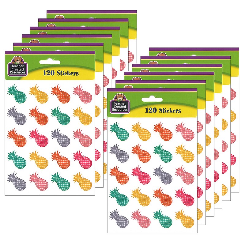 Teacher Created Resources Tropical Punch Pineapples Stickers, 120/Pack, 12 Packs (TCR2158-12) image 1