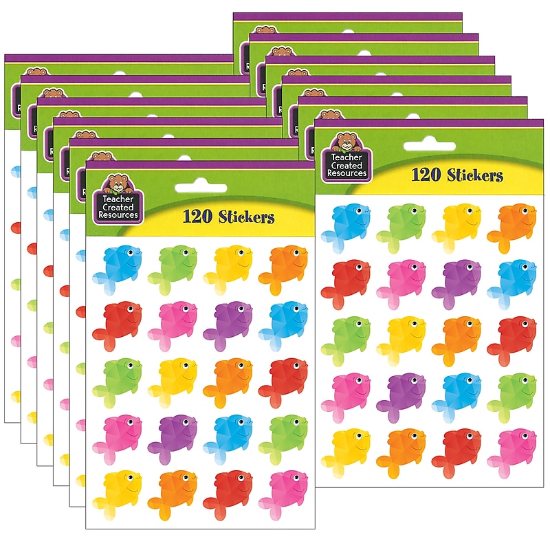 Teacher Created Resources Colorful Fish Stickers, 120 Per Pack, 12 Packs (TCR3553-12) image 1