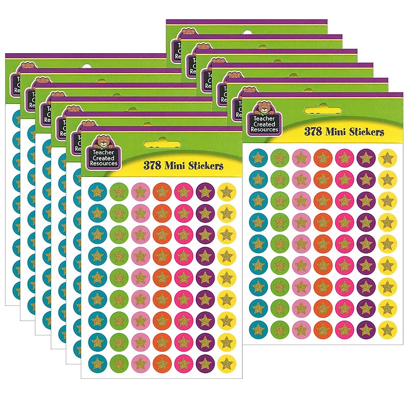 Teacher Created Resources Confetti Stars Mini Stickers, 378 Per Pack, 12 Packs (TCR3602-12) image 1