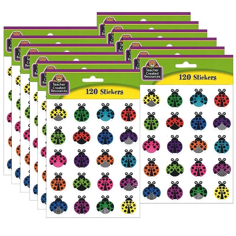 Teacher Created Resources Colorful Ladybugs Stickers, 120 Per Pack, 12 Packs (TCR5462-12) image 1