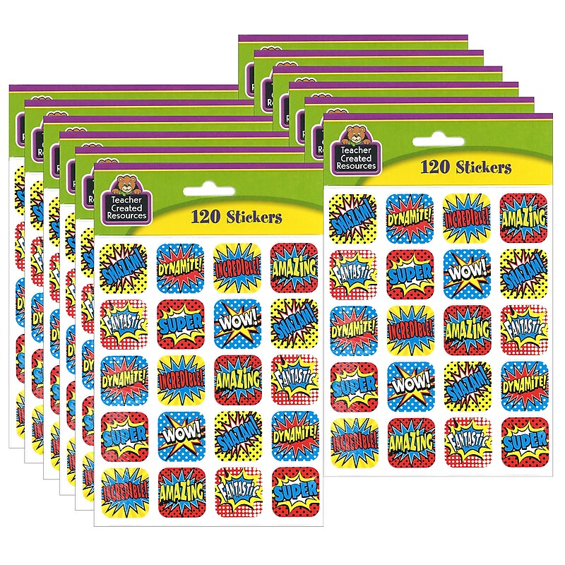 Teacher Created Resources Superhero Stickers, 1", 120 Per Pack, 12 Packs (TCR5570-12) image 1
