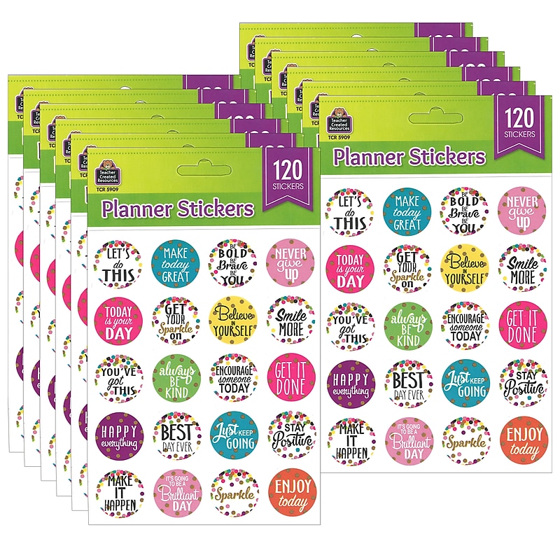 Teacher Created Resources Confetti Words to Inspire Stickers, 120 Stickers Per Pack, 12 Packs (TCR5909-12) image 1
