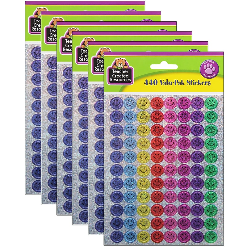 Teacher Created Resources® Mini Happy Face Sparkle Stickers Valu-Pak, 440/Pack, 6 Packs (TCR6631-6) image 1
