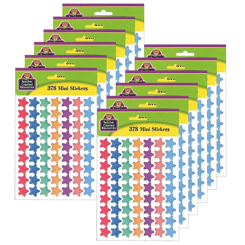 Teacher Created Resources Watercolor Stars Mini Stickers, 378/Pack, 12 Packs (TCR8897-12) image 1