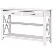 Bush Furniture Key West 47" x 16" Console Table with Drawers and Shelves, Pure White Oak (KWT248WT-03)