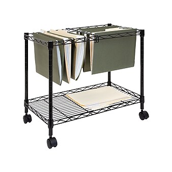 Mount-It! Metal Mobile File Cart with Dual Wheel, Black (MI-7858)