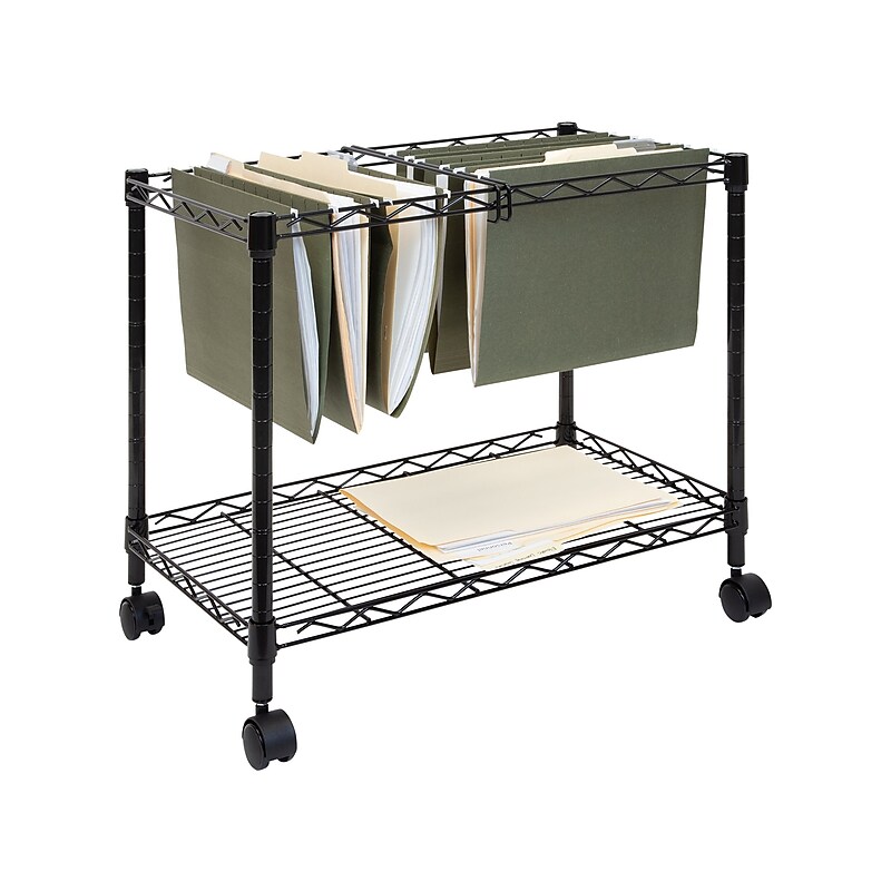 Mount-It! Metal Mobile File Cart with Dual Wheel, Black (MI-7858) image 1