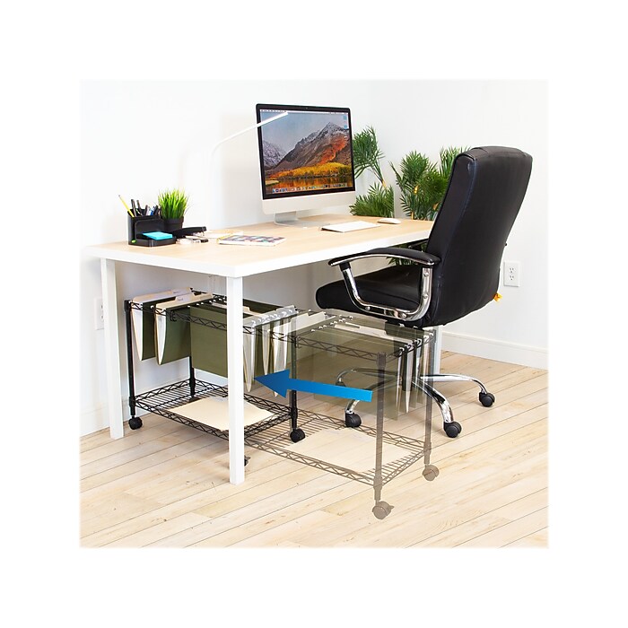 Mount-It! Metal Mobile File Cart with Dual Wheel, Black (MI-7858