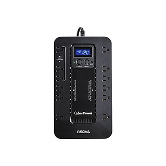 CyberPower Ecologic Series 850VA 12-Outlet UPS, Black (EC850LCD)