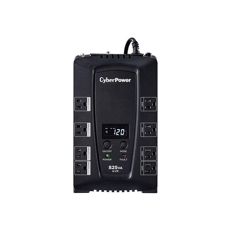 CyberPower Intelligent LCD UPS Series 825VA Battery Backup UPS, 8-Outlets, Black (CP825AVRLCD) image 1