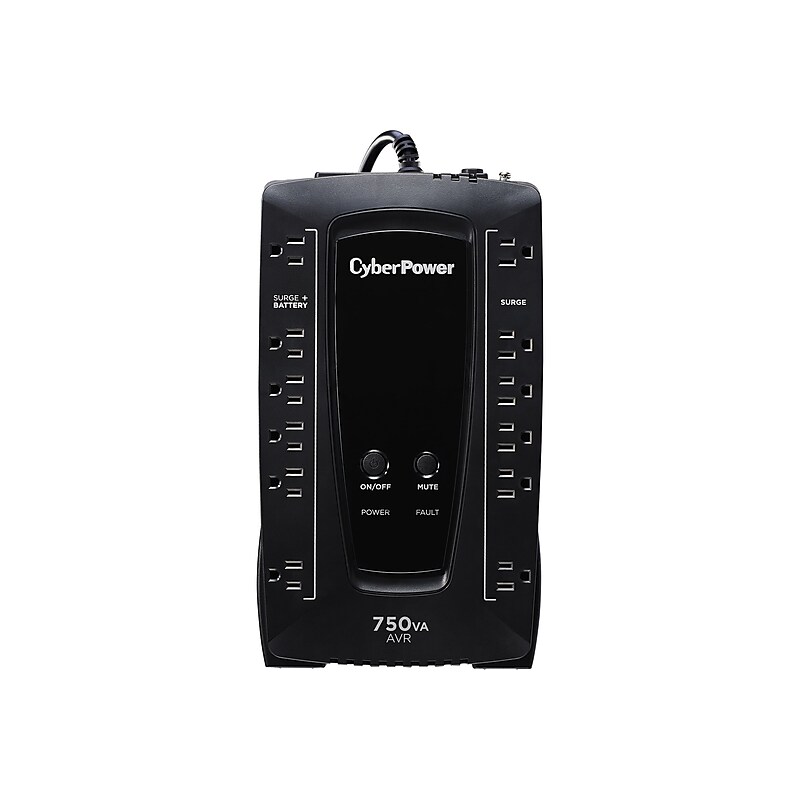 CyberPower AVR Series 750VA UPS, 12-Outlet, Black (AVRG750U) image 1