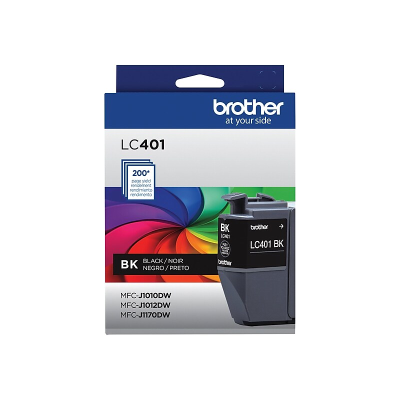 Brother LC401 Black Standard Yield Ink Cartridge, Prints Up to 200 Pages (LC401BKS) image 1