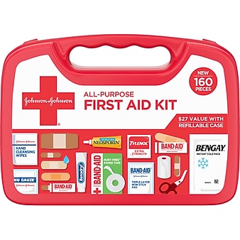 Johnson & Johnson All-Purpose First Aid Kit, 160 Pc., Red (202045)
