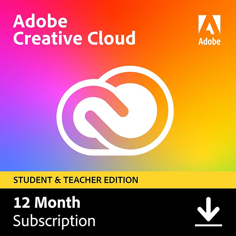 Adobe Creative Cloud for Windows/Mac for 1 User, Download, 1-Year Student & Teacher Subscription image 1