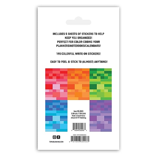 TF Publishing Rainbow Write-on Planner Color Coded Stickers, Assorted Colors, 190/Pack (99-2003)