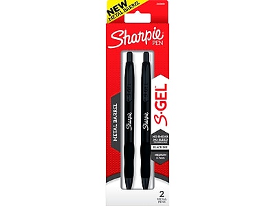 Sharpie S-Gel 2pk Pens Black Metal Barrel 0.7mm Medium Tip Black Ink