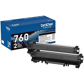Brother TN 760 Black High Yield Toner Cartridge 2/Pack (TN7602PK), print up to 3000 pages
