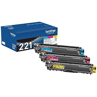 Brother TN-221 Cyan/Magenta/Yellow Standard Yield Toner Cartridge, 3/Pack (TN2213PK)