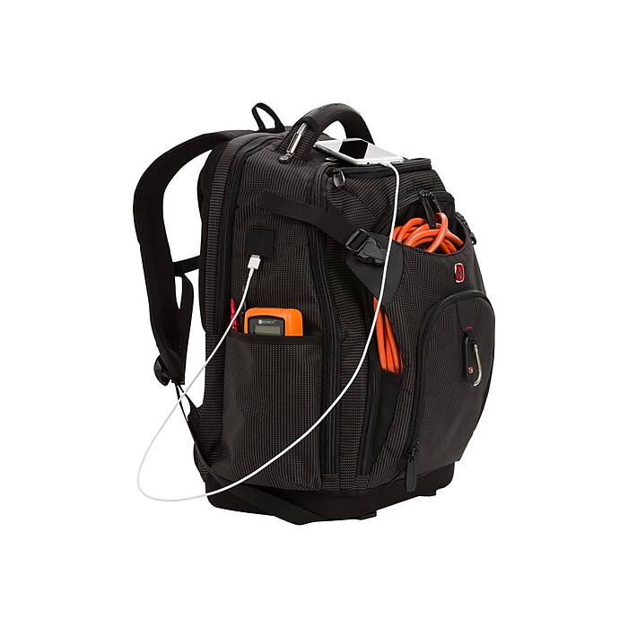 SwissGear USB Work Pack Pro Tool Laptop Backpack Black with White Dots Plastic 3636200472 Staples