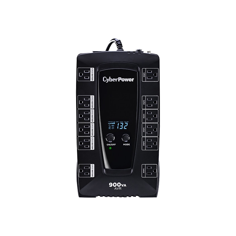 CyberPower Intelligent LCD 900VA UPS, 12-Outlet, Black (AVRG900LCD) image 1