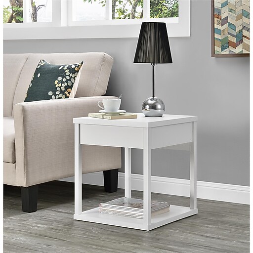 Shop Staples for Ameriwood Home Parsons End Table with Drawer, White