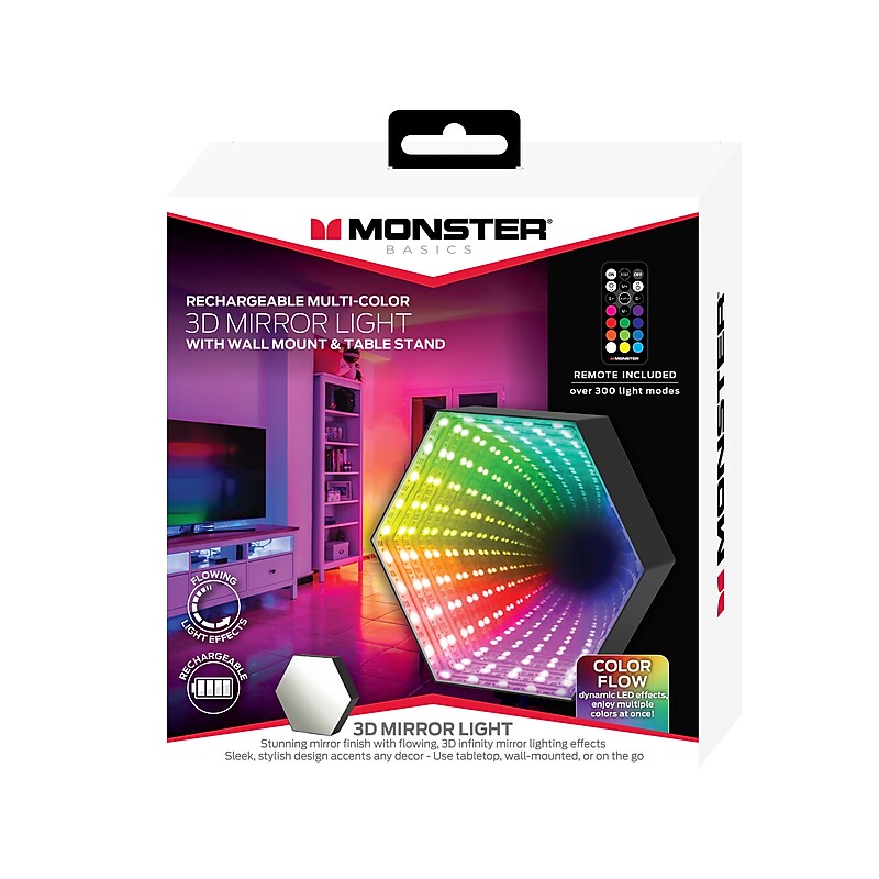 Monster Basics LED 3D Mirror Light, Black (MLB7-1057-RGB) image 1