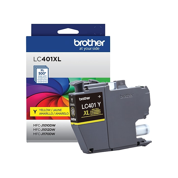 Brother LC401 Yellow High Yield Ink Cartridge, Prints Up to 500