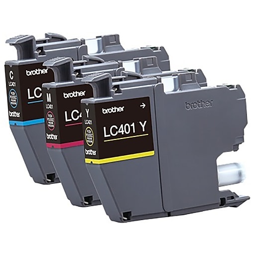 Brother LC401 Cyan/Magenta/Yellow Standard Yield Ink Cartridges, 3/Pack