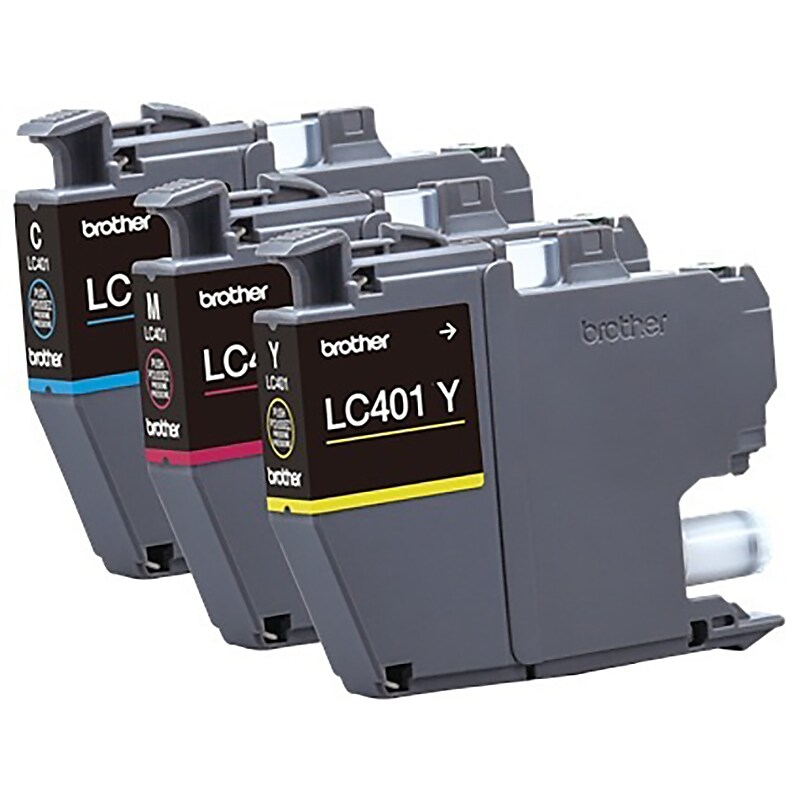 Brother LC401 Cyan/Magenta/Yellow Standard Yield Ink Cartridges, 3/Pack (LC4013PKS) image 1