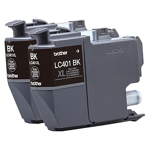 Brother LC401 Black High Yield Ink Cartridge, 2/Pack (LC401XL2PKS