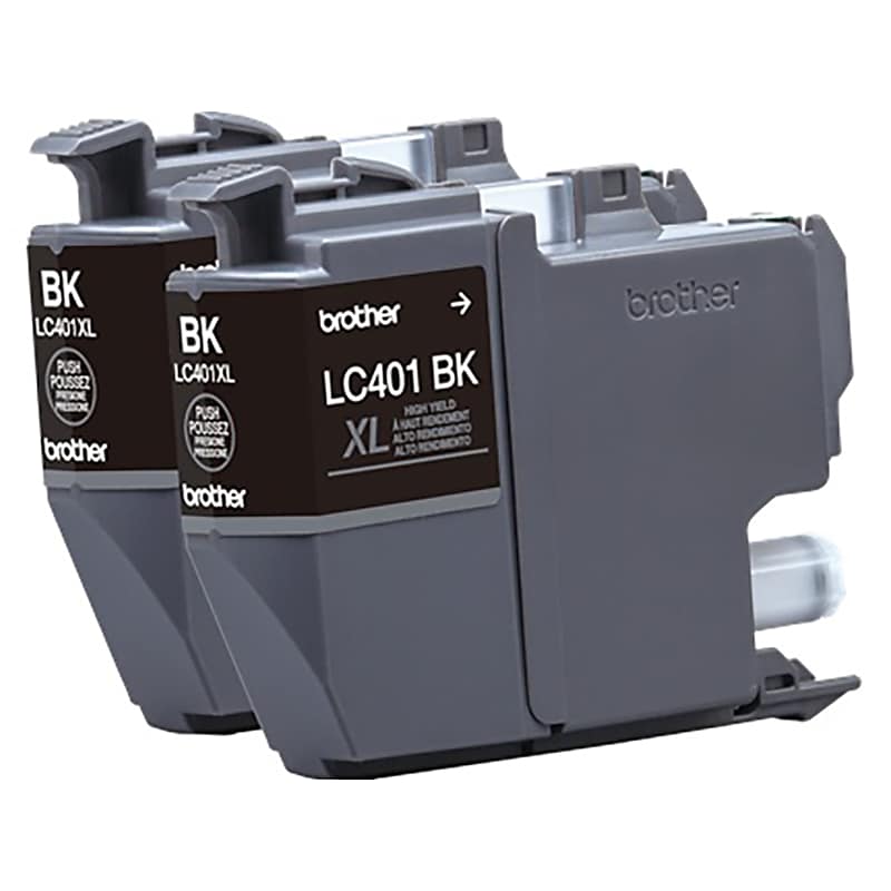 Brother LC401 Black High Yield Ink Cartridge, 2/Pack   (LC401XL2PKS) image 1