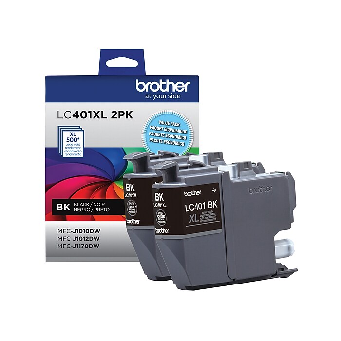 Brother LC401 Black High Yield Ink Cartridge, 2/Pack (LC401XL2PKS