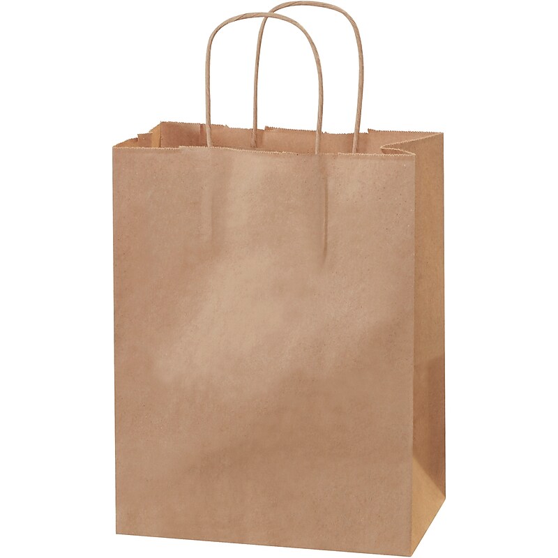 Staples® 10.25" x 4.5" Kraft Paper Shopping Bags, Kraft, 250/Carton (BGS103K) image 1