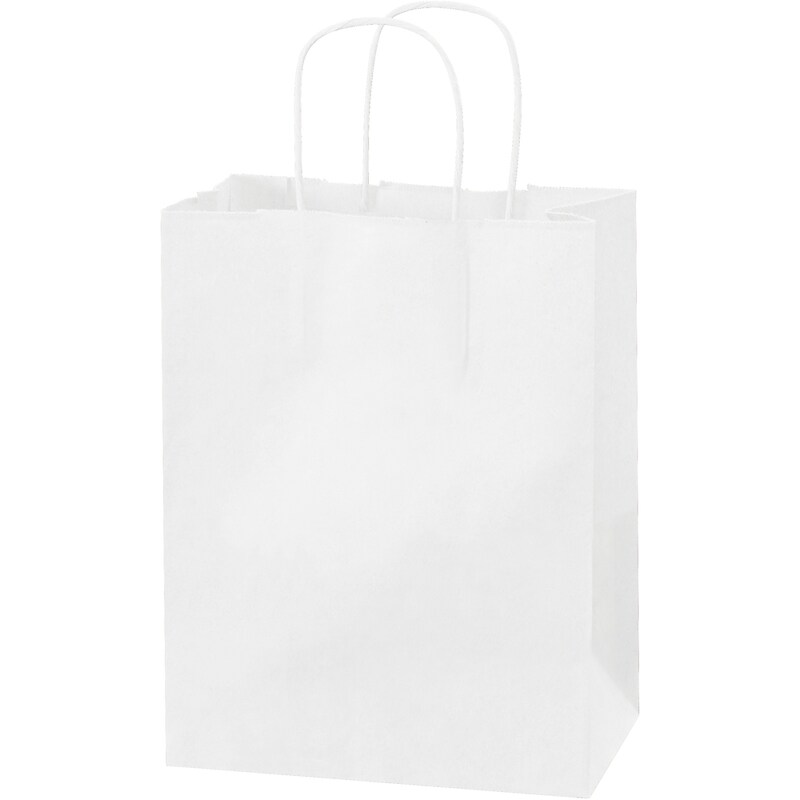 Staples® 10.25" x 4.5" x 4.75" Paper Shopping Bags, White, 250/Carton (BGS103W) image 1