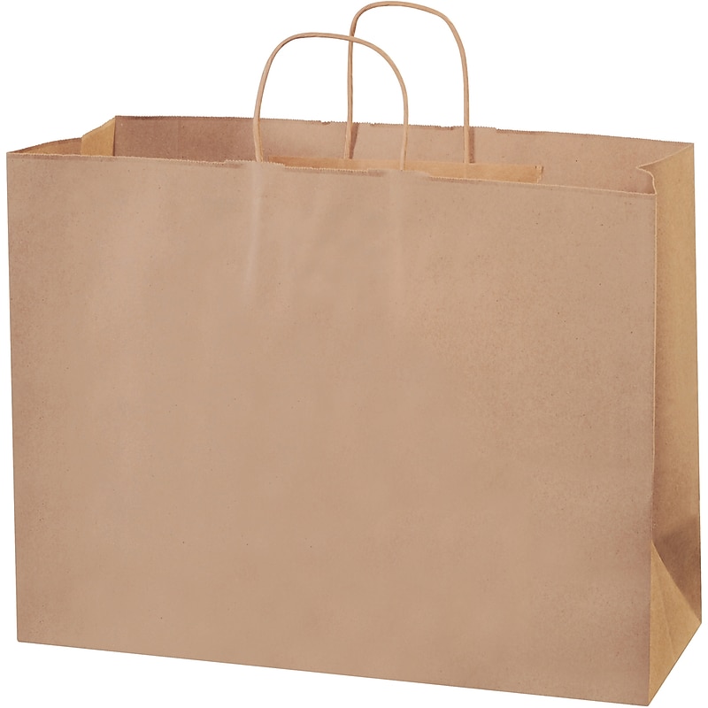Staples 16" x 6" x 12" Shopping Bags, Kraft, 250/Carton (BGS108K) image 1