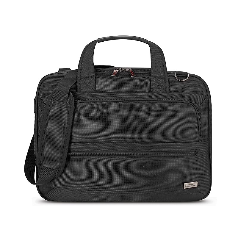 CODi Fortis 14.1" Polyester PU PVC Laptop Briefcase, Black (FOR302-4) image 1