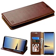 Insten Folio Leather Fabric Cover Case w/stand/card slot/Photo Display For Samsung Galaxy Note 8 - Brown