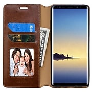 Insten Folio Leather Fabric Cover Case w/stand/card slot/Photo Display For Samsung Galaxy Note 8 - Brown
