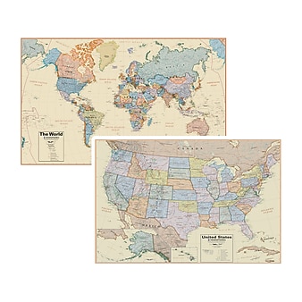 WaypointGeographic Hemispheres Boardroom Laminated Maps, 2/Pack (HMBR2PK)