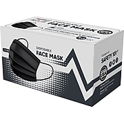PPE Mask USA 3-ply Disposable Surgical Face Mask, Adult, Black, 50/Box (SMN200057)