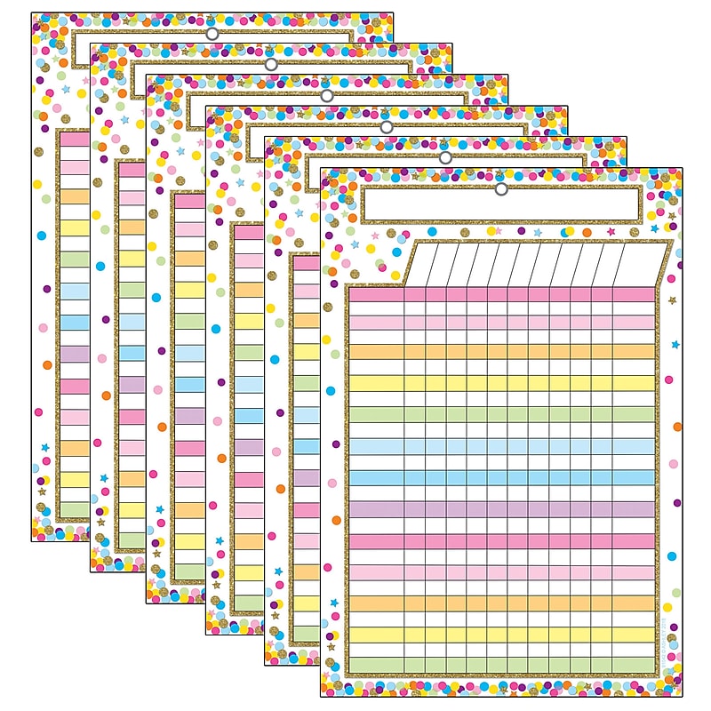 Ashley Productions Smart Poly Chart, Confetti Dry Erase Incentive Chart, Pack of 6 (ASH91042-6) image 1
